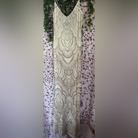 Jump Dresses & Skirts - Jump Rose Gold Sequin Embellished Ivory Dress